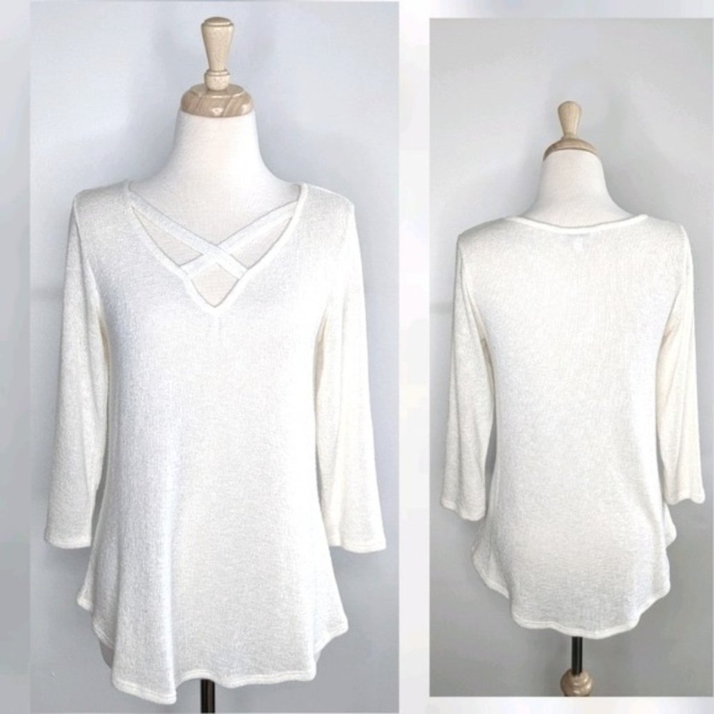 Charming Charlie | white strappy blouse | small